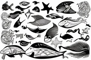 Man swimming ocean tattoo idea