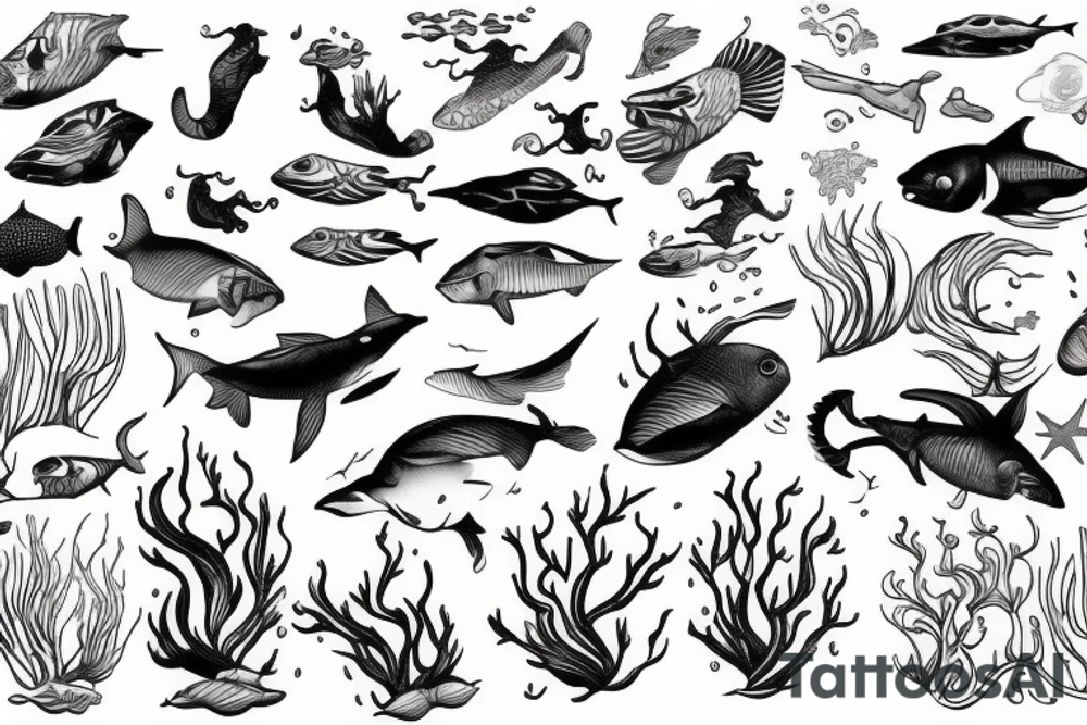 Man swimming ocean tattoo idea
