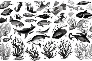 Man swimming ocean tattoo idea