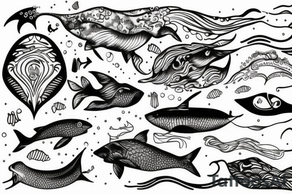 Man swimming ocean tattoo idea