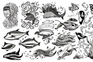 Man swimming ocean tattoo idea