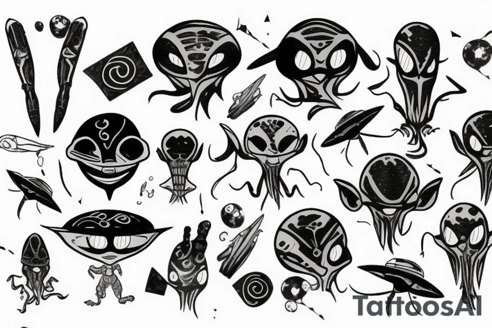 Two aliens tattoo idea