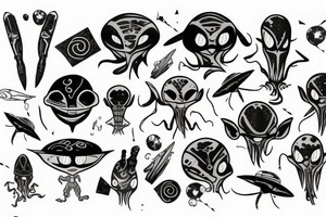 Two aliens tattoo idea