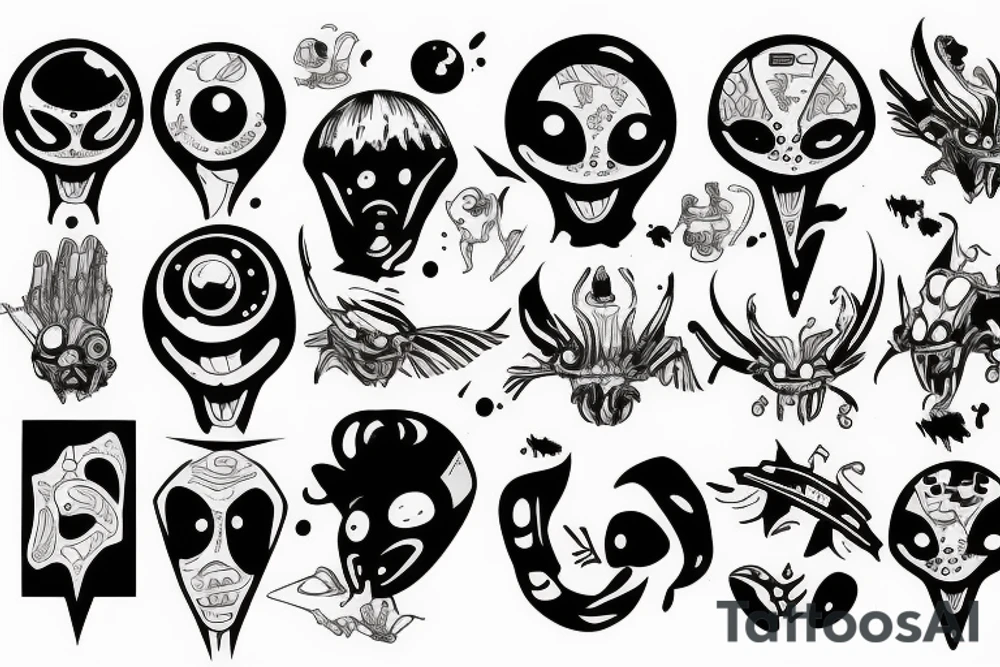 Two aliens tattoo idea