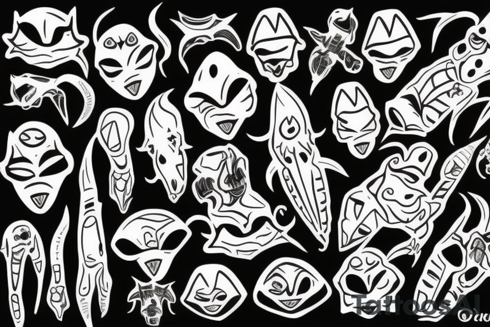 Two aliens tattoo idea