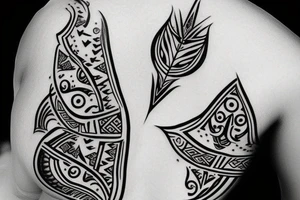 arrow with text सब सुख लहै तुम्हारी सरना, तुम रक्षक काहू को डरना tattoo idea
