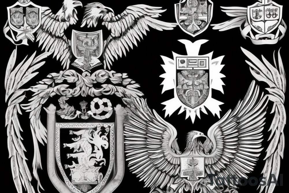 the coat of arms from germany and the eagle is holding the coat of arms for. monash university, charles sturt university, the university of melbourne, monash university deakin university and the university of southern queensland tattoo idea