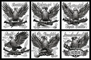 german imperial eagle holding scrolls with my four children's names on them tattoo idea