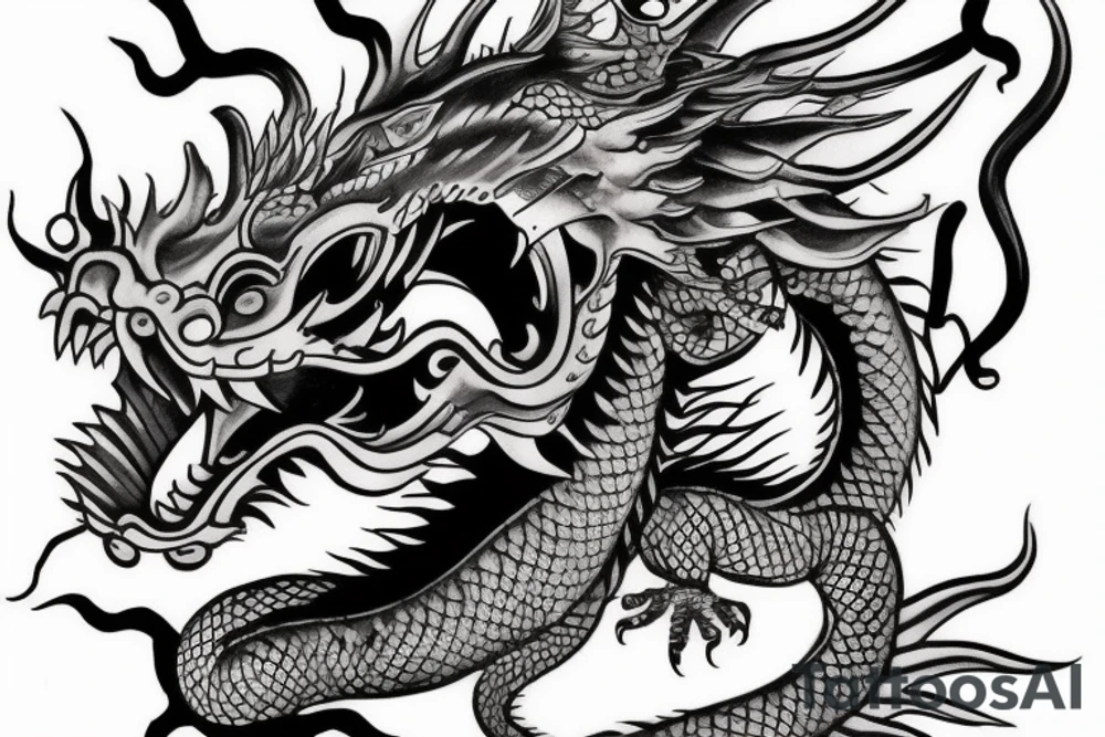 Realistic 
Chinese dragon head tattoo idea