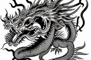 Realistic 
Chinese dragon head tattoo idea