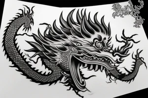 Realistic 
Chinese dragon head tattoo idea