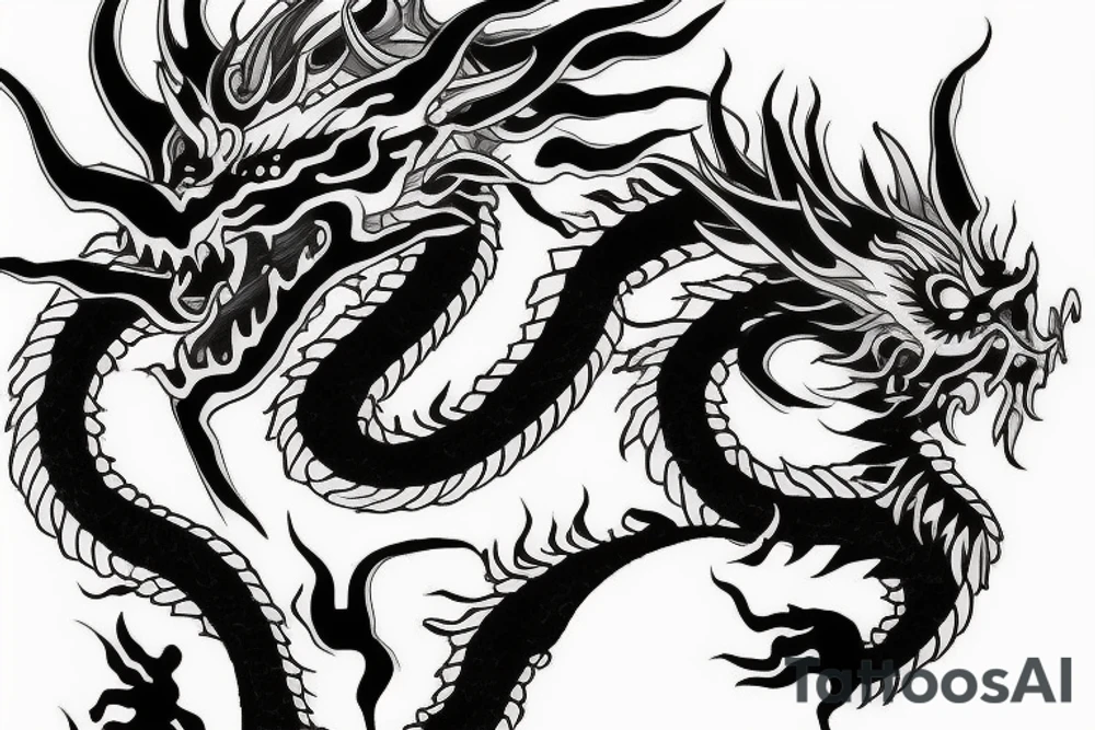 Realistic Chinese dragon head tattoo idea