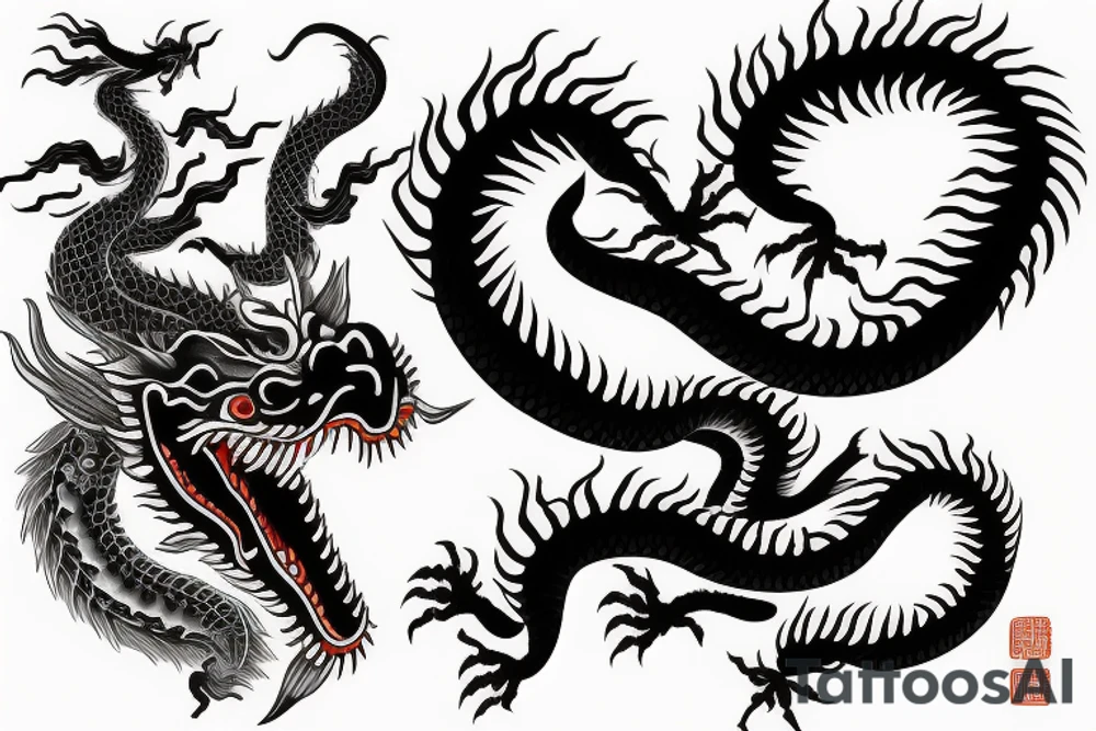 Realistic Chinese dragon head tattoo idea