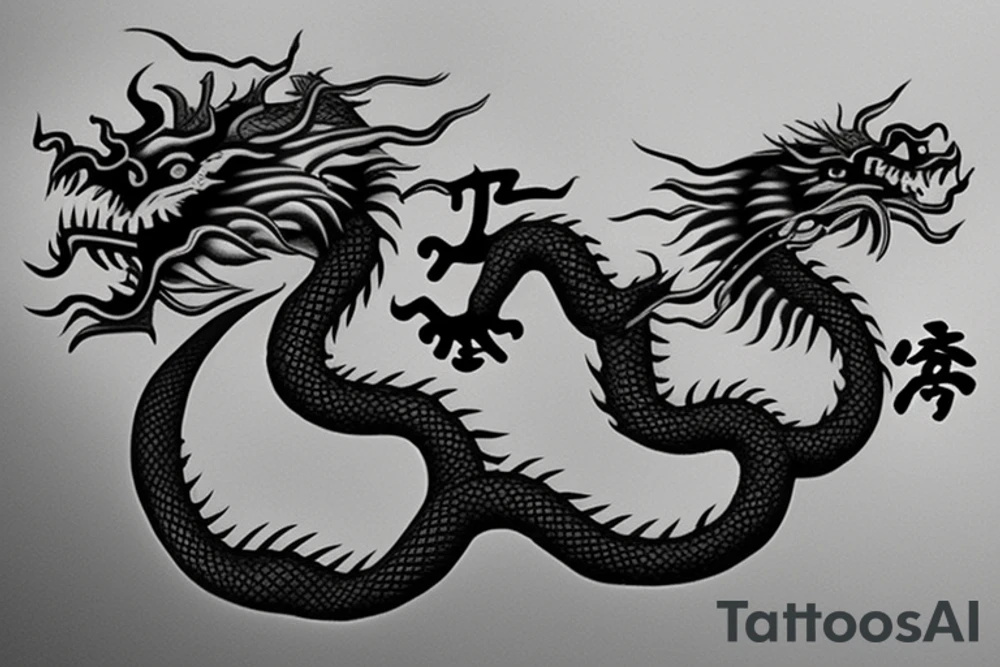 Realistic Chinese dragon head tattoo idea
