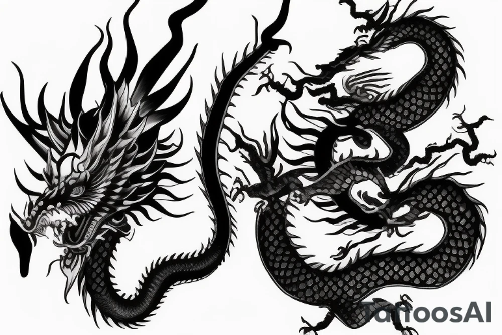Realistic Chinese dragon head tattoo idea