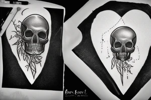skull with heart and fog tattoo idea