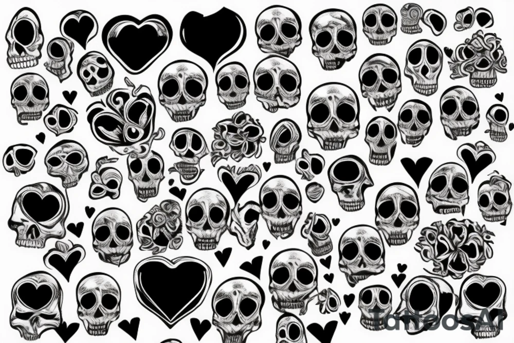 skull with heart and fog tattoo idea