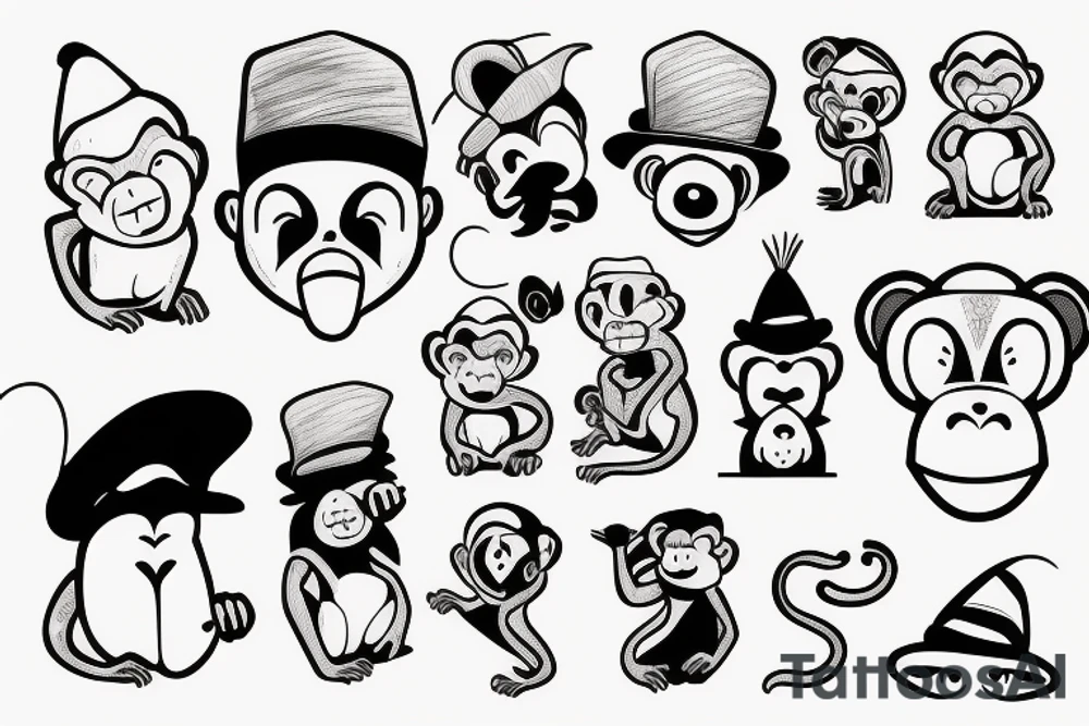 monkey with a hat tattoo idea
