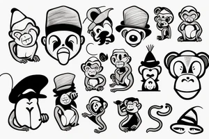monkey with a hat tattoo idea