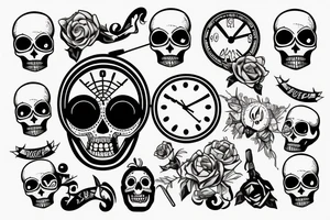 Name Archer with a clock and skull tattoo idea