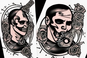 Archer with a clock and skull tattoo idea