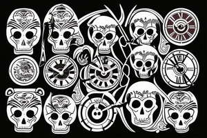 Archer with a clock and skull tattoo idea