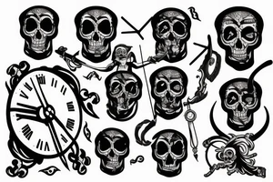 Archer with a clock and skull tattoo idea