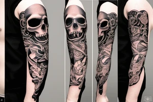 Archer with a clock and skull tattoo idea