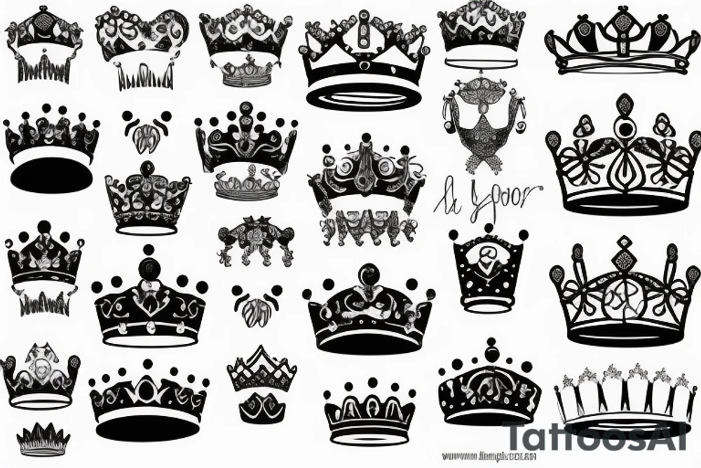 CROWNS BIG AND SMALL IN ORDER tattoo idea