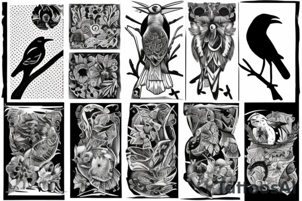CROWS BIG AND SMALL IN ORDER tattoo idea