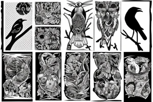 CROWS BIG AND SMALL IN ORDER tattoo idea