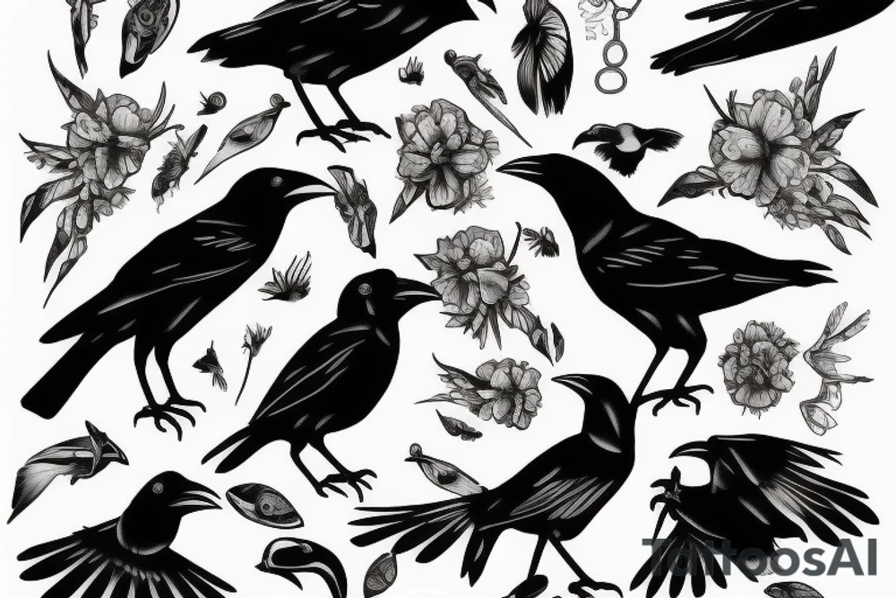 CROWS BIG AND SMALL IN ORDER tattoo idea