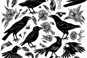 CROWS BIG AND SMALL IN ORDER tattoo idea