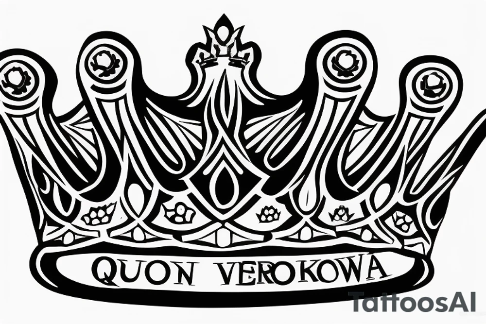 Queen crown with the name Veronika below tattoo idea