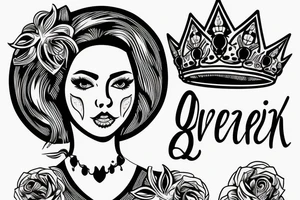 Queen crown with the name Veronika below tattoo idea