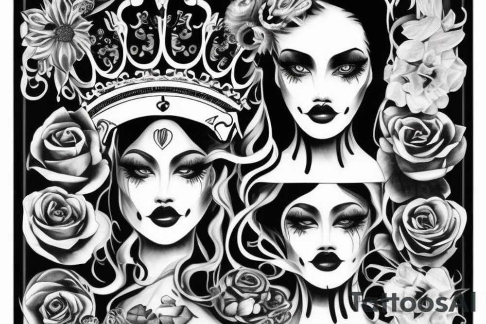 Queen crown with the name Veronika below tattoo idea