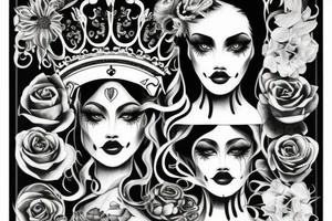 Queen crown with the name Veronika below tattoo idea