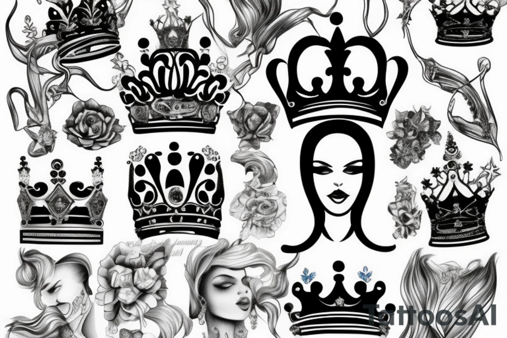 Queen crown with the name Veronika below tattoo idea