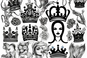 Queen crown with the name Veronika below tattoo idea