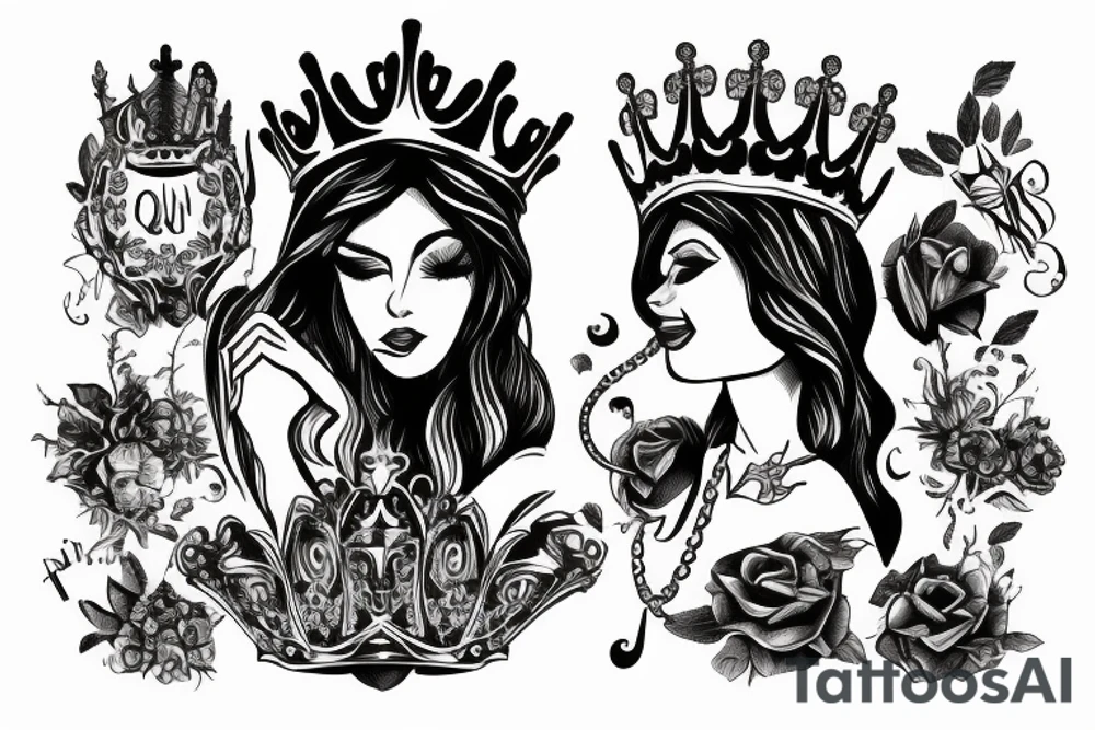 Queen crown and the name Veronia below tattoo idea
