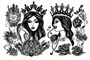 Queen crown and the name Veronia below tattoo idea