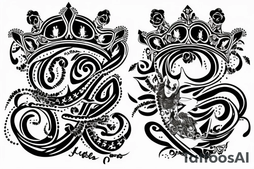 Queen crown and the name Veronia below tattoo idea