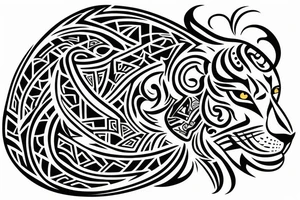a simple lion design in maori style tattoo idea