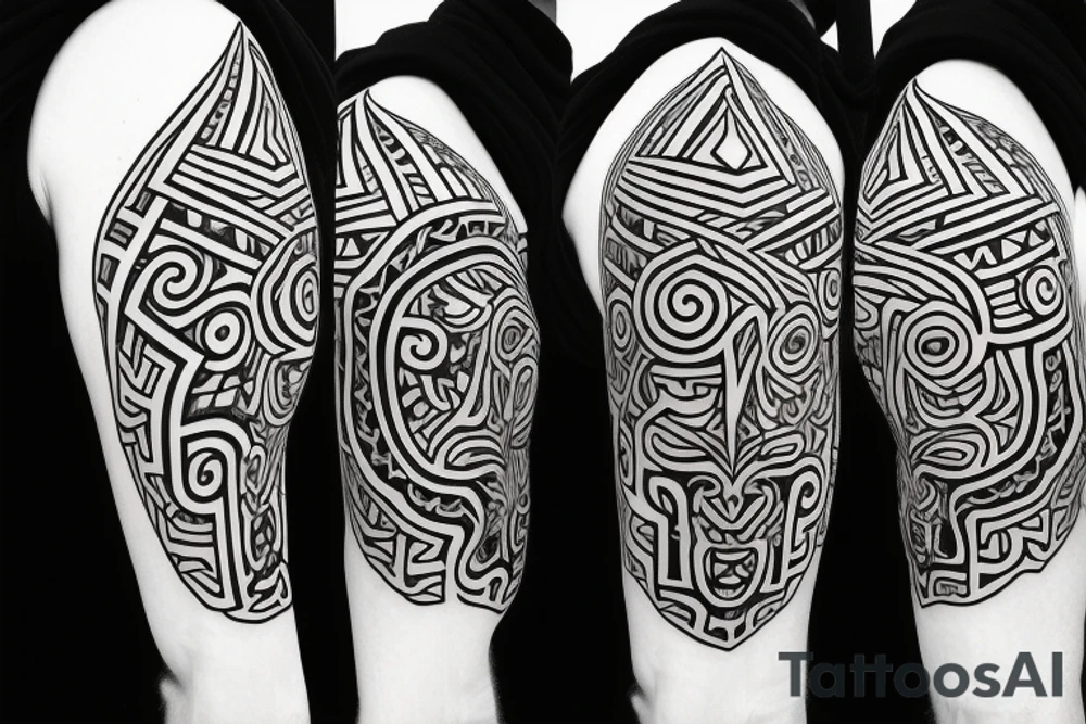 a simple lion design in maori style tattoo idea