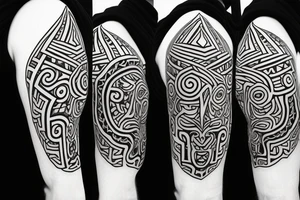 a simple lion design in maori style tattoo idea