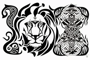 a simple lion design in maori style tattoo idea