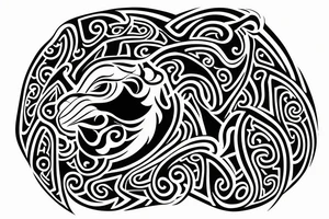 a simple lion design in maori style tattoo idea