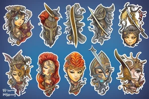 warrior with a beautiful sword in a fantasy world tattoo idea