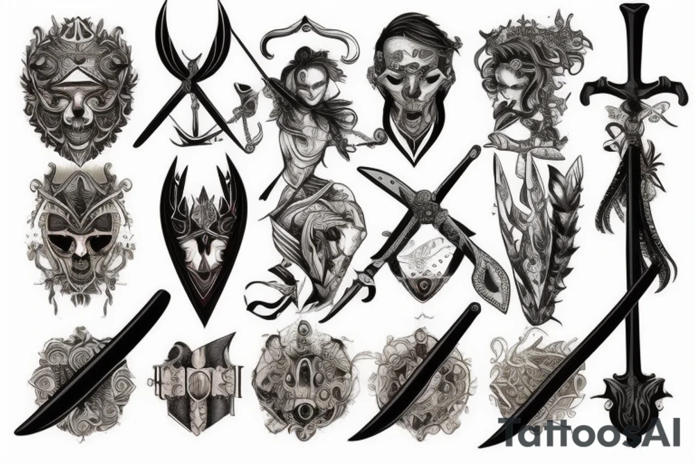 warrior with a beautiful sword tattoo idea