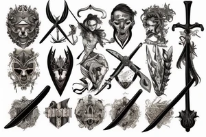 warrior with a beautiful sword tattoo idea